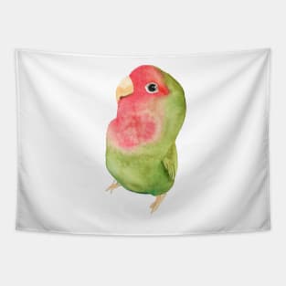 Watercolor melon loverbird lovebird parrot bird pink and green Tapestry