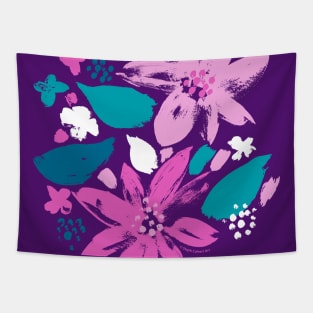 Floral pattern - hand painted flowers - colorful abstract flower pattern design Tapestry