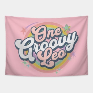 One Groovy Leo Cute Retro Design in Pastel Colors Tapestry