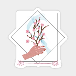 Mystical flowers in hand Magnet