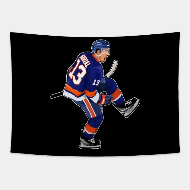 Mathew Barzal #13 Celebrates Tapestry by GuardWall17