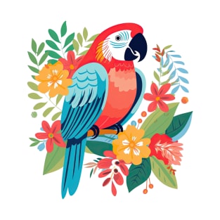 Macaw Parrot Scandinavian Folk Art T-Shirt