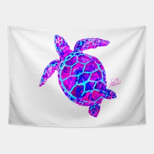 Sea Turtle Pink and Blue Tapestry