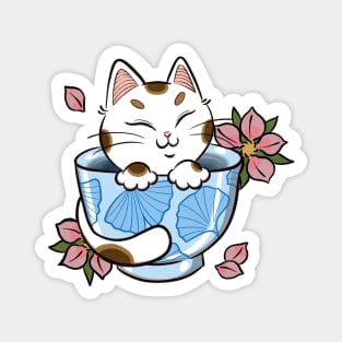 japanese tea cat tattoo Magnet