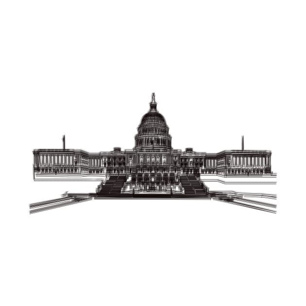 Washington Dc Capitol Building Minimalist Drawing by Raimondi