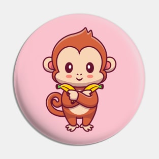 Cute Monkey Holding Banana Pin