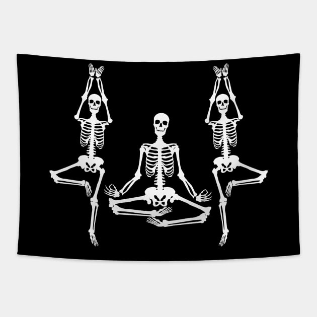 Skeleton Yoga Halloween Tapestry by MalibuSun