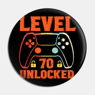 Level 70 Unlocked 70 Year Old Funny 70th Birthday Pin