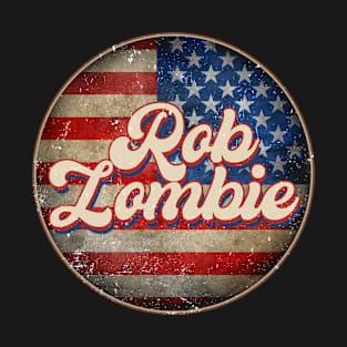 Vintage Rob Proud Name Personalized Retro Styles American Flag Zombie T-Shirt