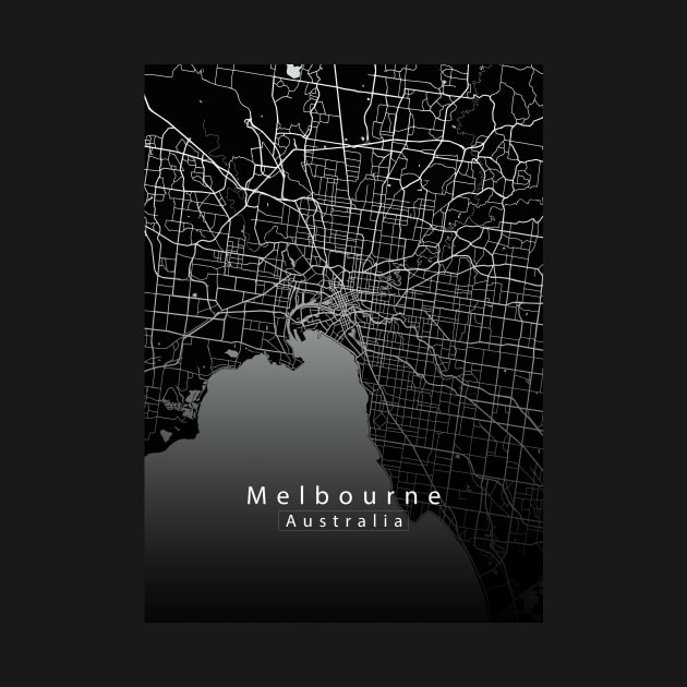 Melbourne Australia City Map dark by Robin-Niemczyk