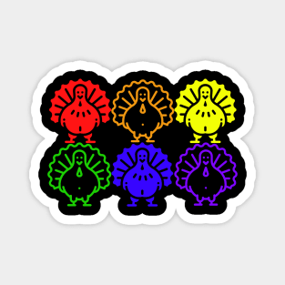 Cute Funny Rainbow Gay Pride Turkeys Thanksgiving Holiday Magnet