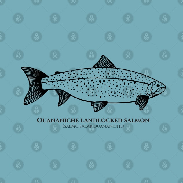 Landlocked Salmon with Common and Scientific Name - fish design by Green Paladin