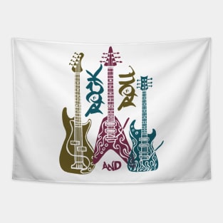 Rock and roll, electric guitars, music lover. white background Tapestry