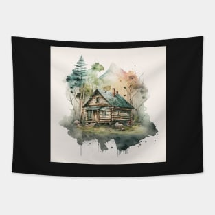 Woods Cabin Ornament Tapestry