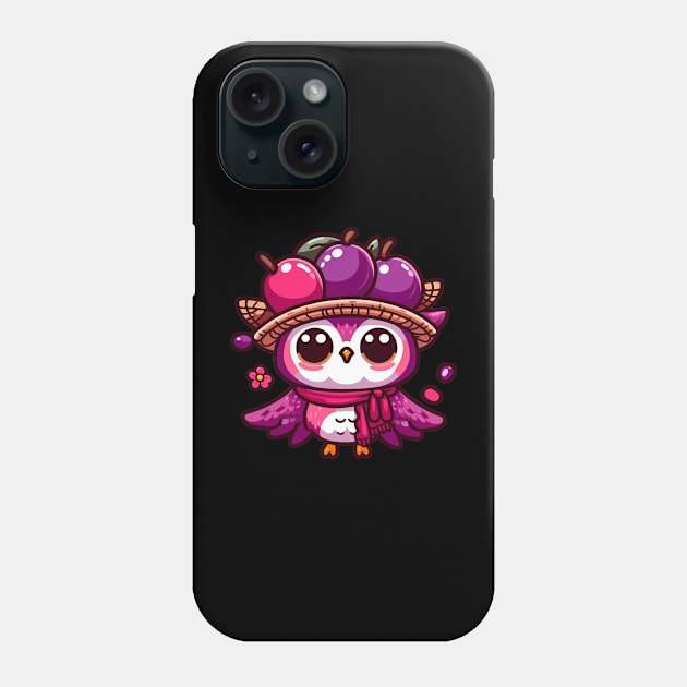 Plum Owl Paradise: Whimsical Nature-Inspired Design Phone Case by abdelDes