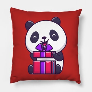 Cute Panda Opening Birthday Gift Cartoon Pillow