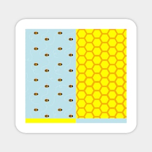 Honey Bee And Honeycomb Half And Half Treat Pattern Magnet