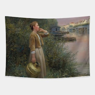 Girl With Water Jug by Daniel Ridgway Knight Tapestry