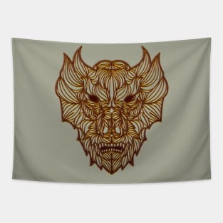 Copper Dragon Mask Tapestry
