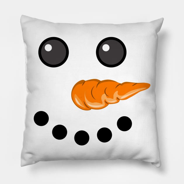 Funny Snowman Face Christmas-Xmas Eve Pillow by MaryMas