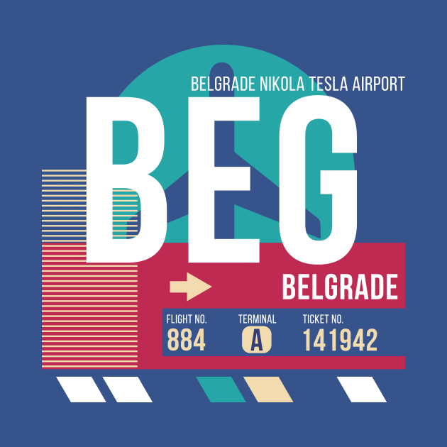 Belgrade, Serbia (BEG) Airport Code Baggage Tag by SLAG_Creative