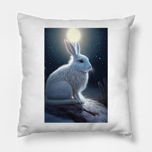 white hare 12 Pillow