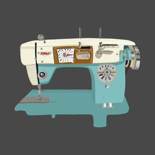 Blue Sewing Machine by jenblove