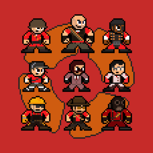 Team Fortress 2 Red Team-TF2 8bit Pixel Art by 8-BitHero