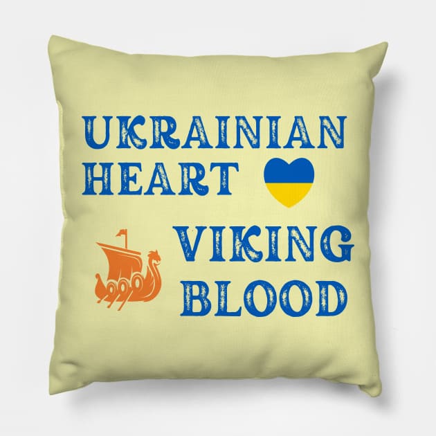 Ukrainian Heart Viking Blood. Gift ideas for historical enthusiasts. Pillow by Papilio Art