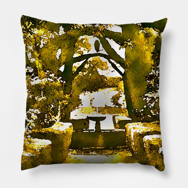 yellowish solar garden Pillow by Marccelus