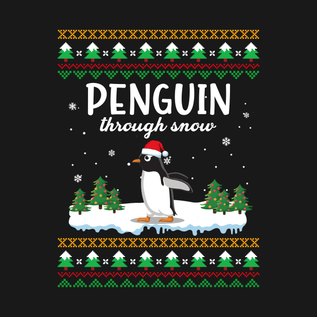 Penguin Through Snow Funny Christmas Costume by Dunnhlpp