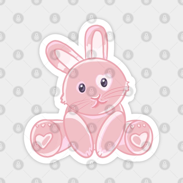 Pink Heart Bunny Magnet by RoserinArt