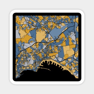 Naples Map Pattern in Blue & Gold Magnet