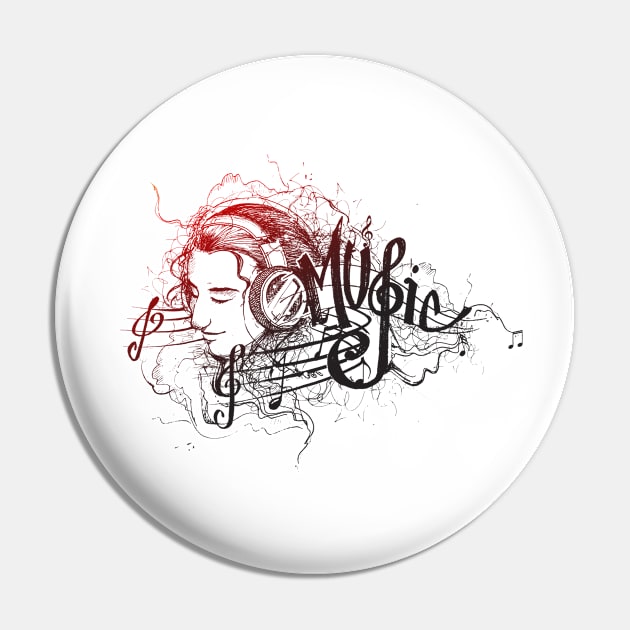 Music Soul Outline Pin by Mako Design 