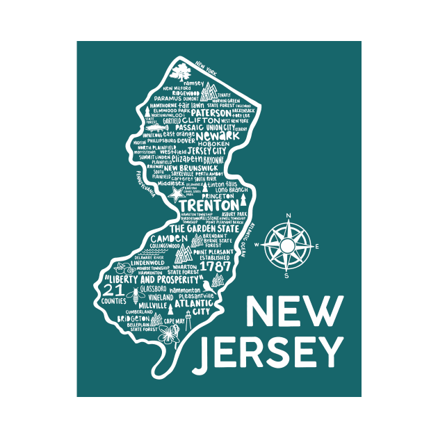 New Jersey Map by fiberandgloss