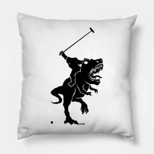 Big foot playing polo on a T-rex Pillow