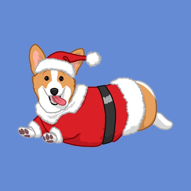 Cute Tan Corgi in Santa Christmas Costume by csforest