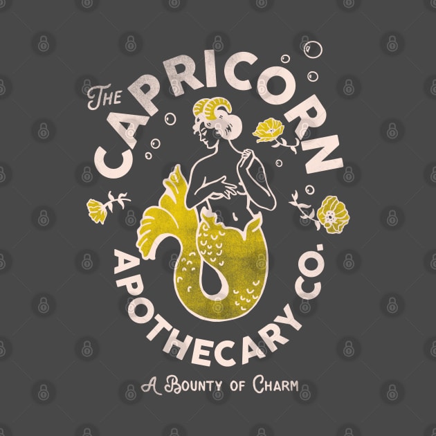 "Capricorn Apothecary Co: A Bounty Of Charm" Cool Zodiac Art by The Whiskey Ginger