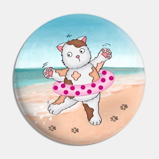 Cat Is Having Vacation At Beach Pin