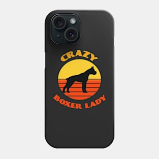 Crazy Boxer Lady Dog puppy Lover Cute Sunser Retro Funny Phone Case