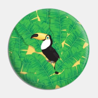 Toucan and banana leaves Pin