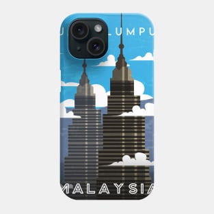 Kuala lumpur, Malaysia. Retro travel poster Phone Case