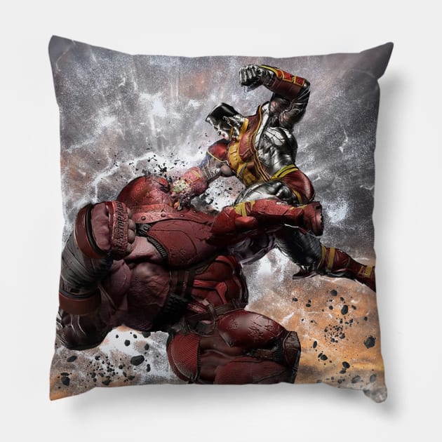 Colossus vs Juggernaut Pillow by uncannyknack