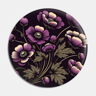Violet Floral Illustration Pin