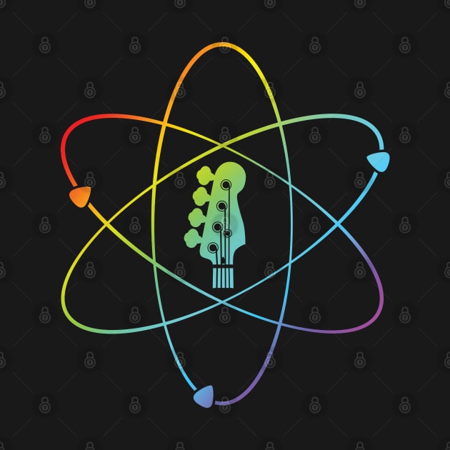 Bass Guitar Headstock Atom Symbol Colorful by nightsworthy