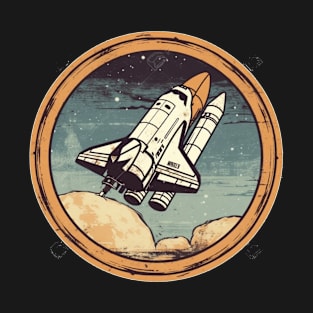 Distressed Vintage Illustration of a Space Rocketship T-Shirt