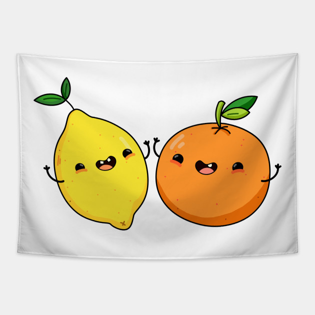 cute kawaii lemon and orange kawaii fruit tapestry teepublic cute kawaii lemon and orange