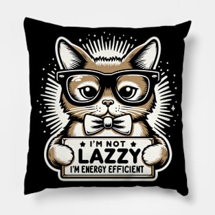 Nerdy Cat with Humorous Sign Pillow