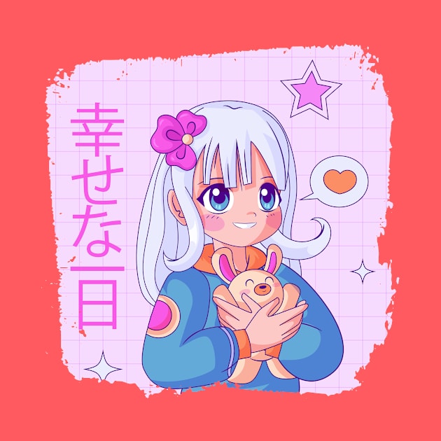 Japanese Anime Kawaii girl drawing by TEEVEETEES