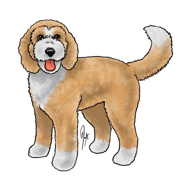 Dog - Bernadoodle - White and Tan by Jen's Dogs Custom Gifts and Designs